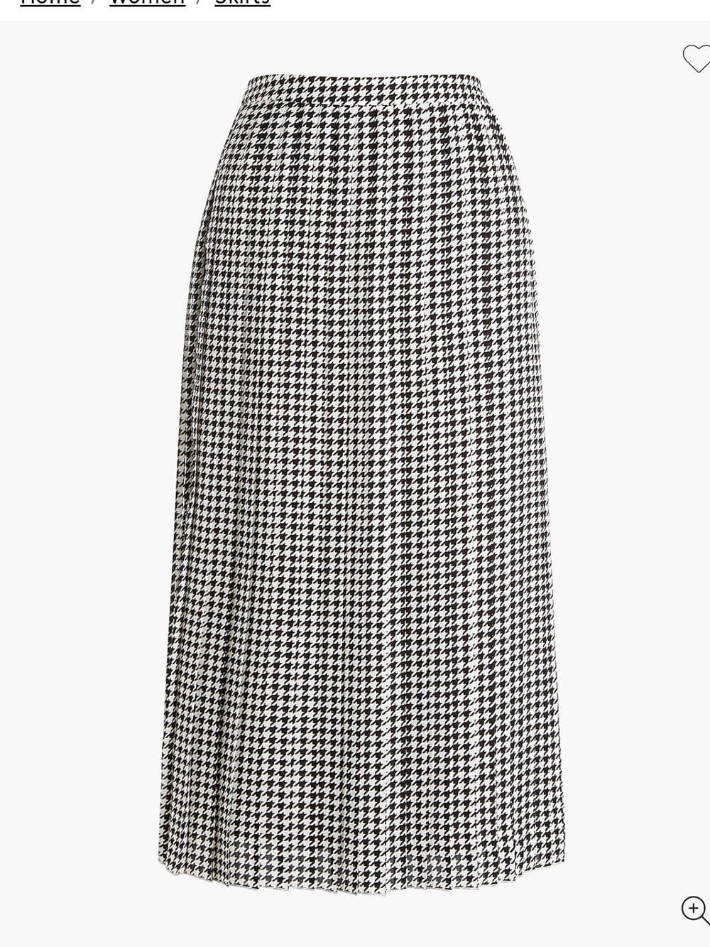 Jcrew houndstooth pleated midi skirt